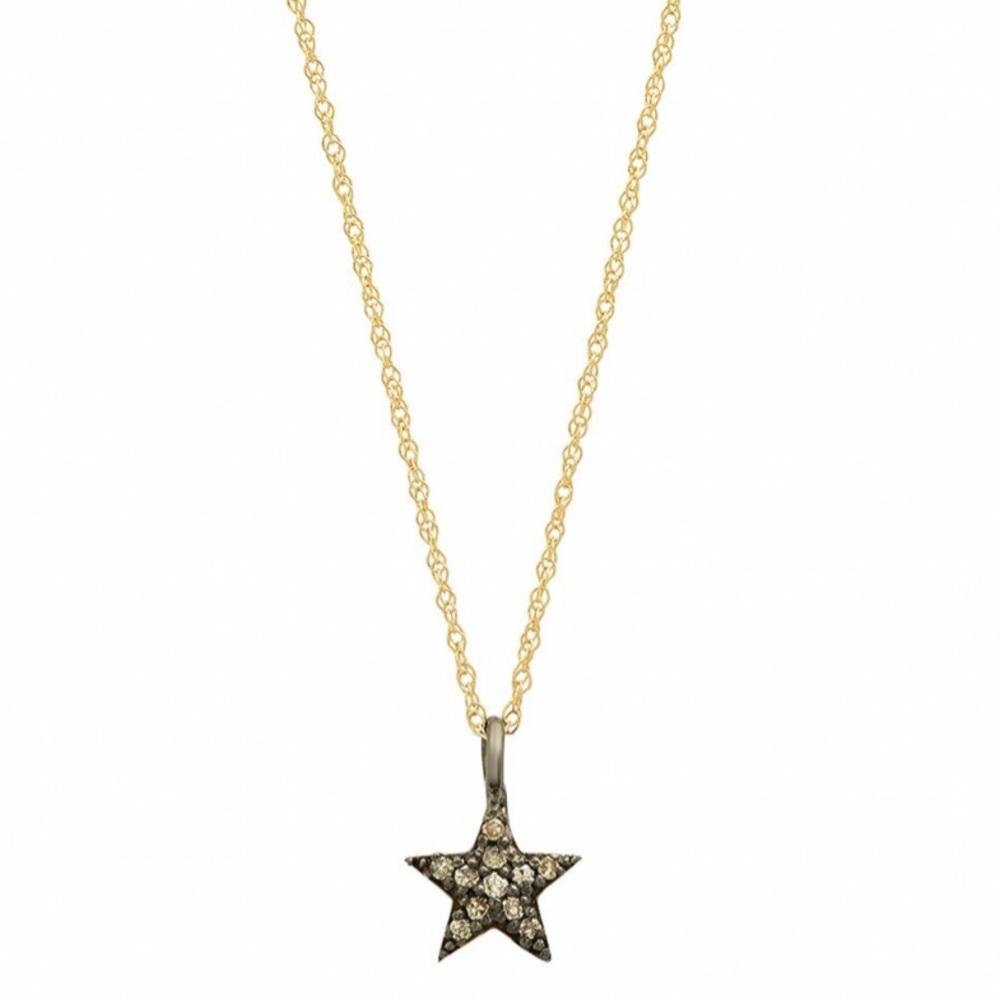 14k gold pave star necklace